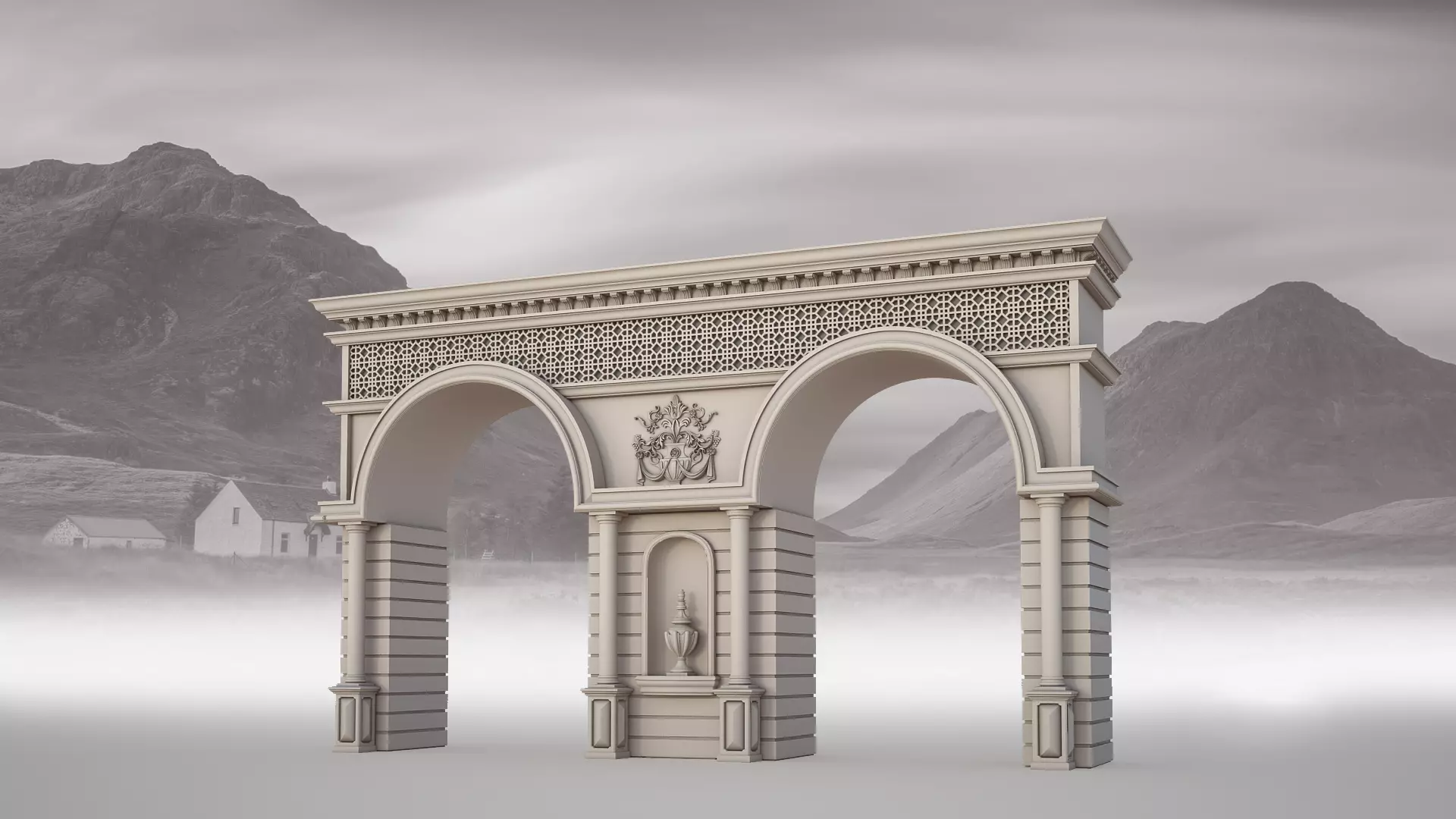 Architectural entry 3D model_0