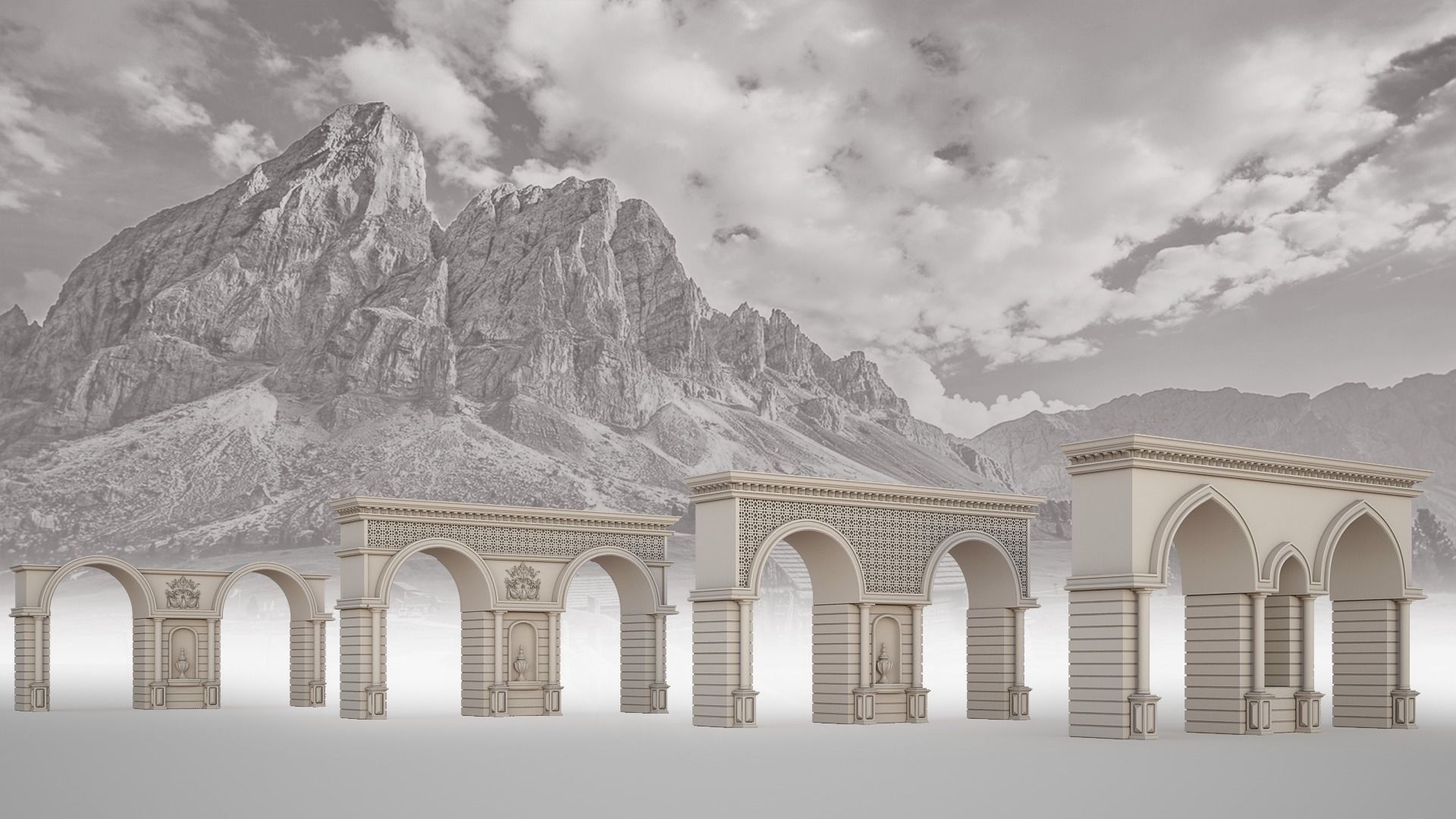 Architectural entry 3D model_1