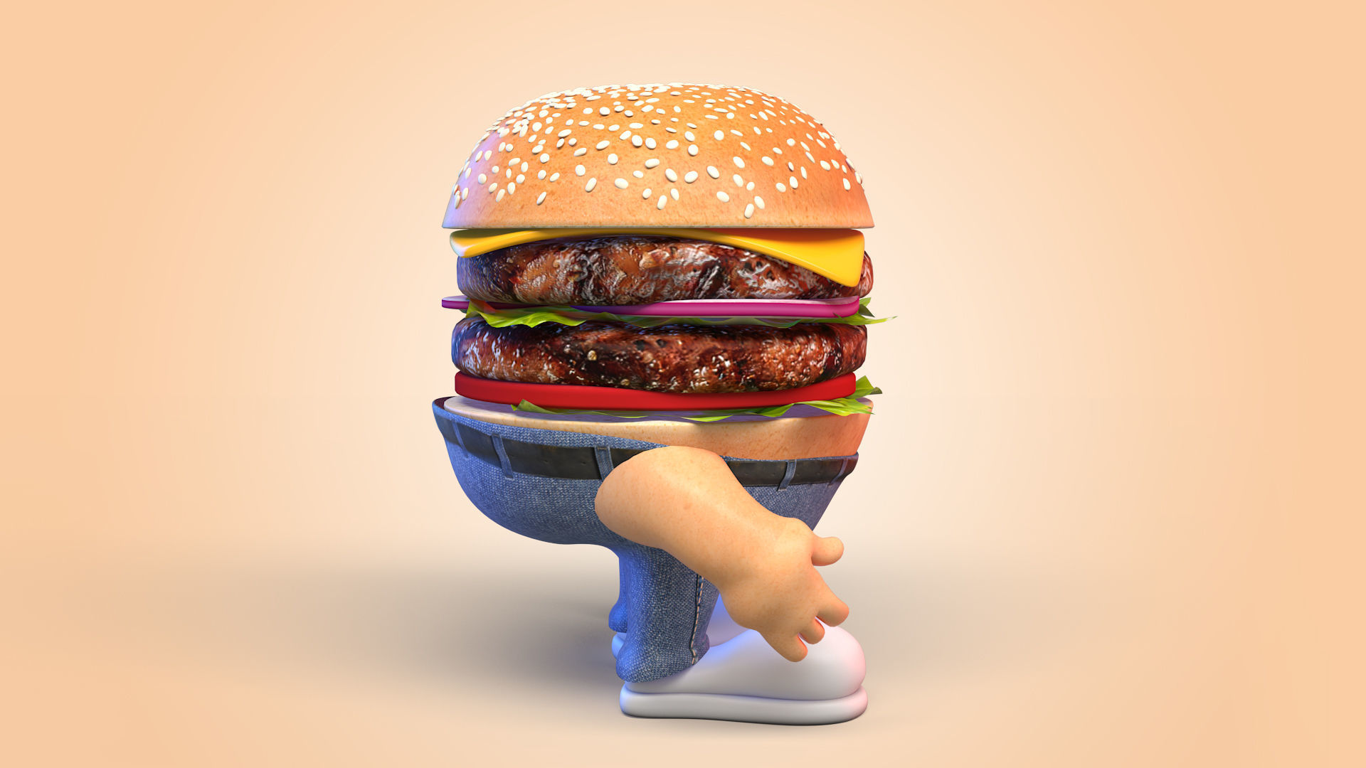 Burger Man Character 3D model_2