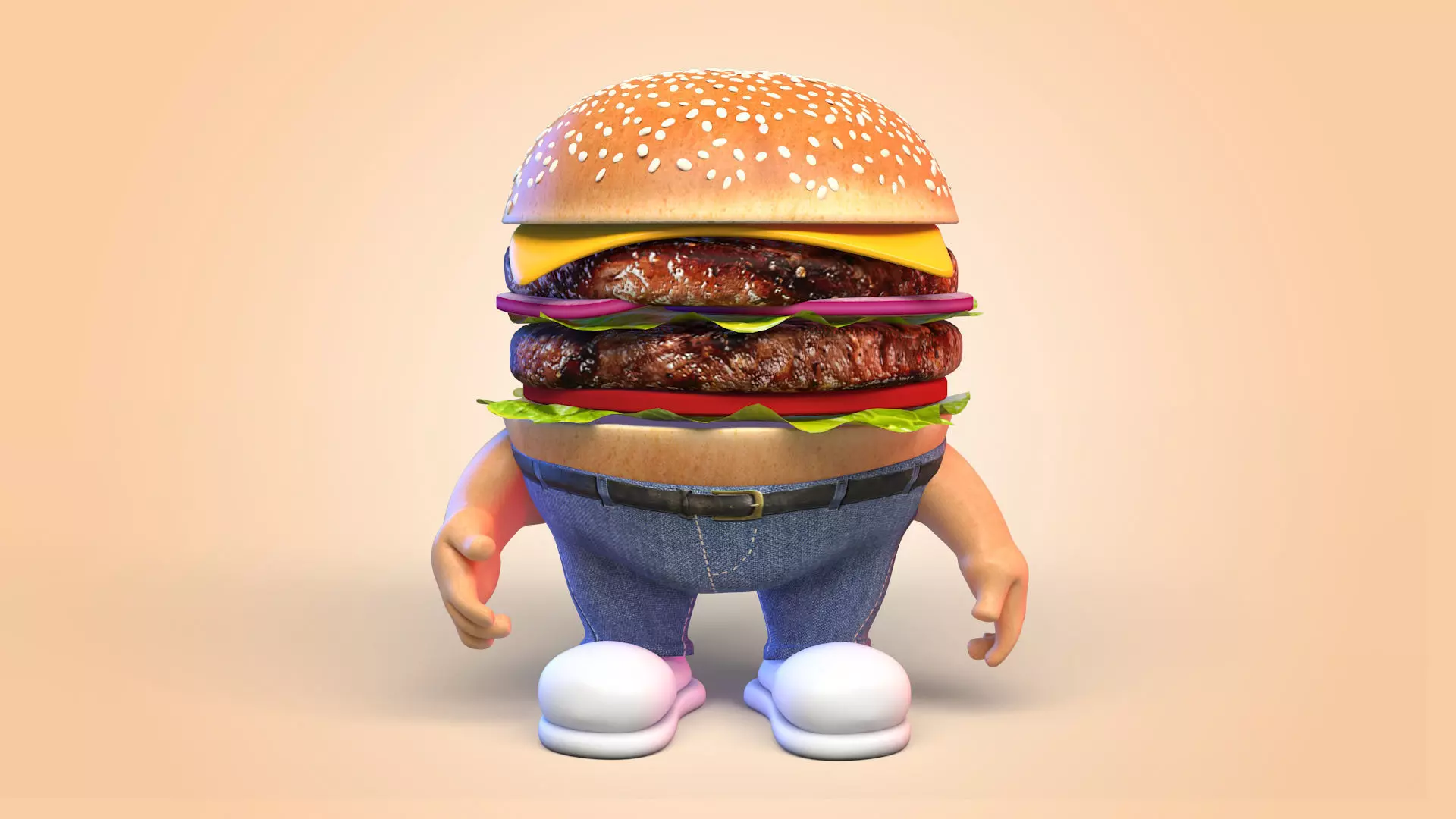 Burger Man Character 3D model_0