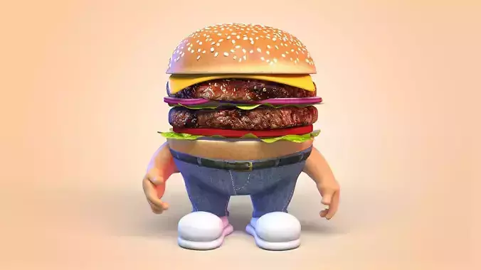 Burger Man Character 3D model