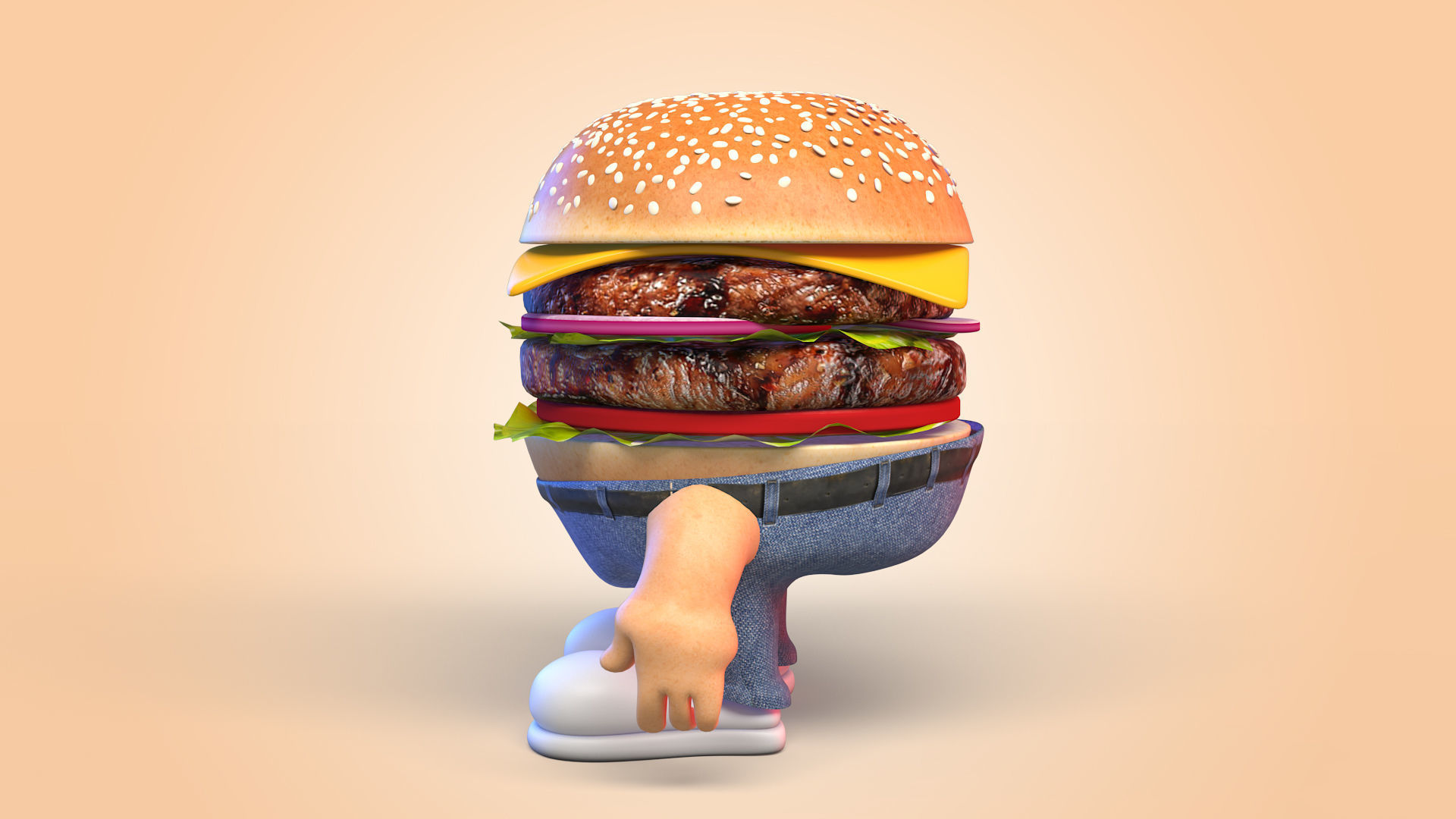 Burger Man Character 3D model_6