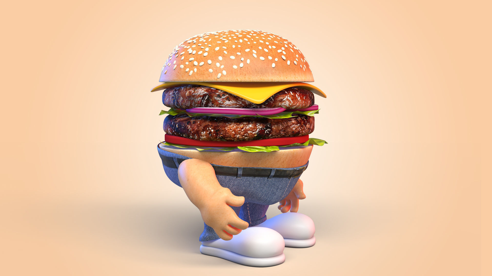 Burger Man Character 3D model_1