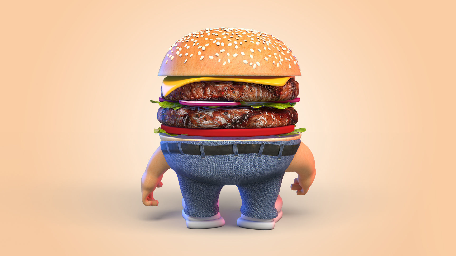 Burger Man Character 3D model_4