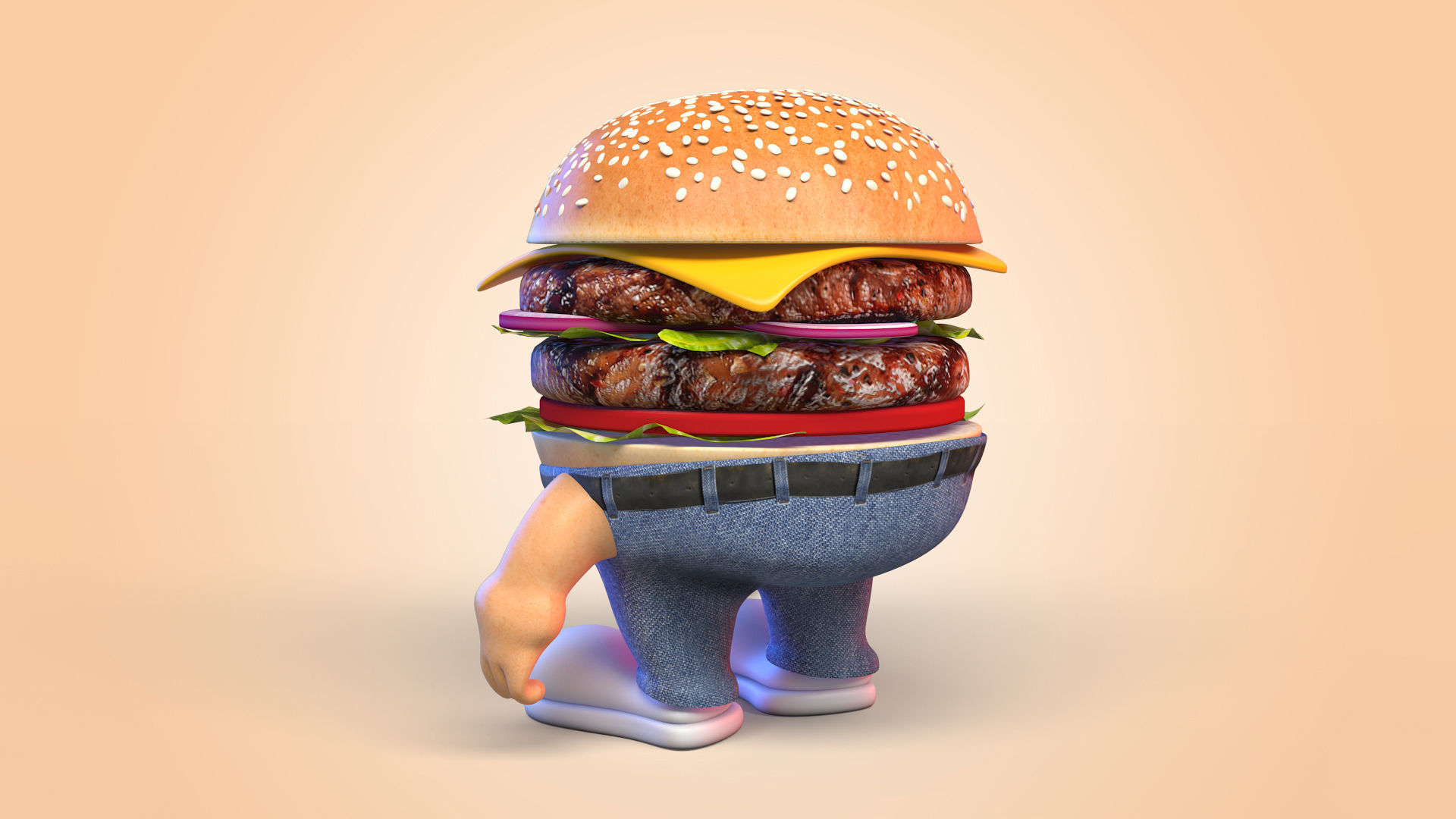 Burger Man Character 3D model_5