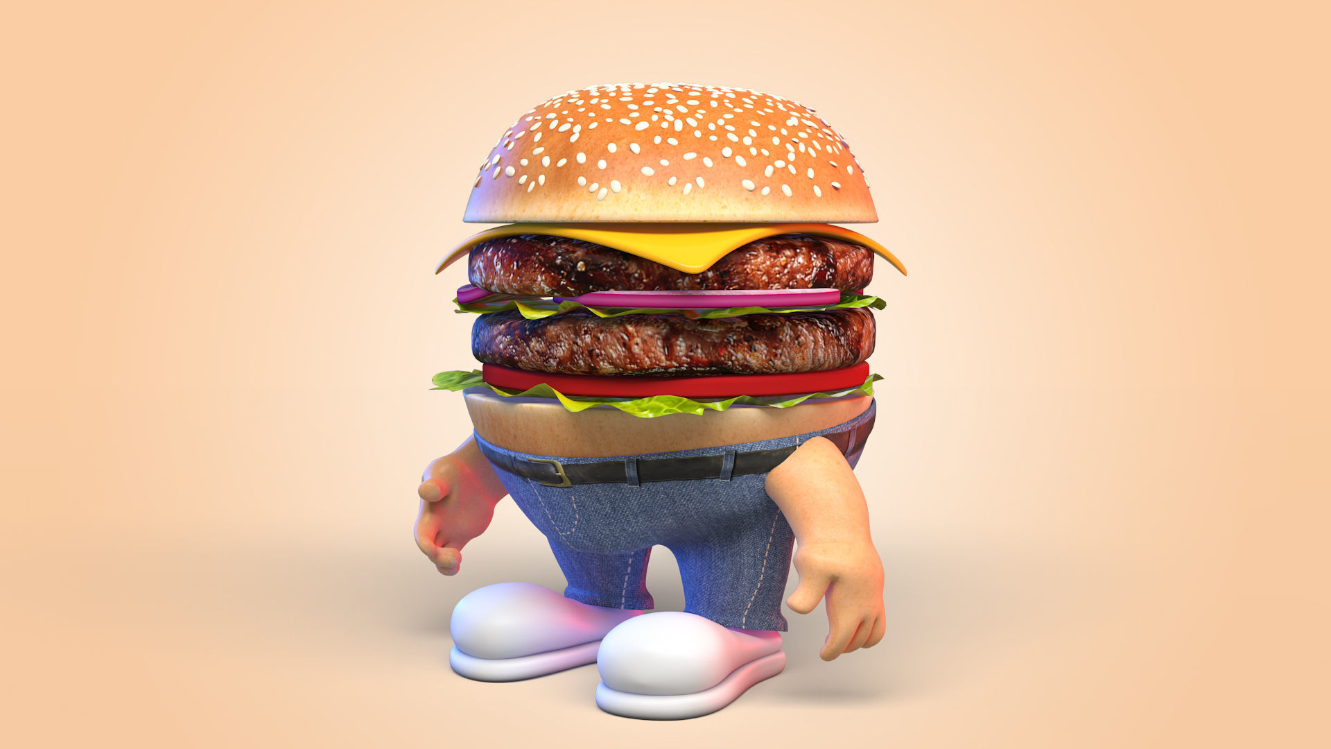 Burger Man Character 3D model_7