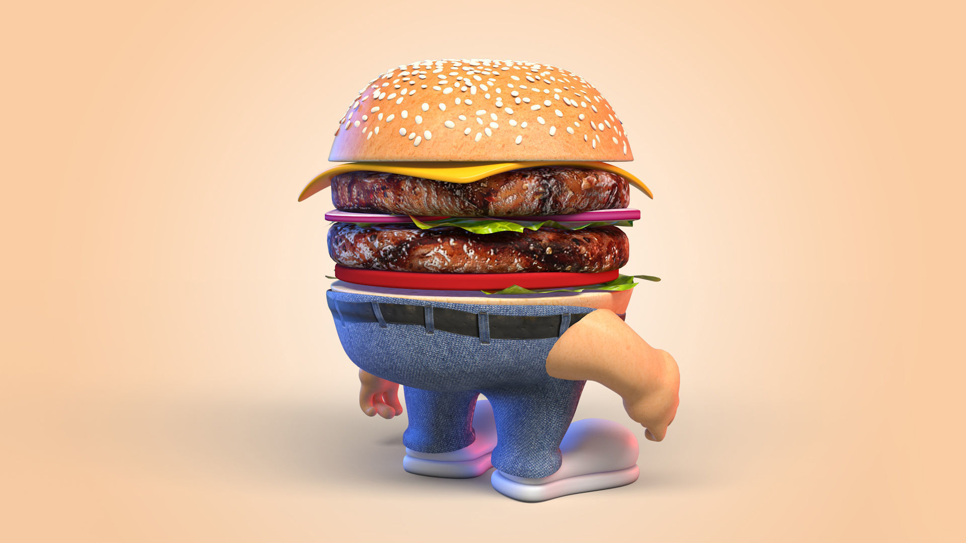 Burger Man Character 3D model_3