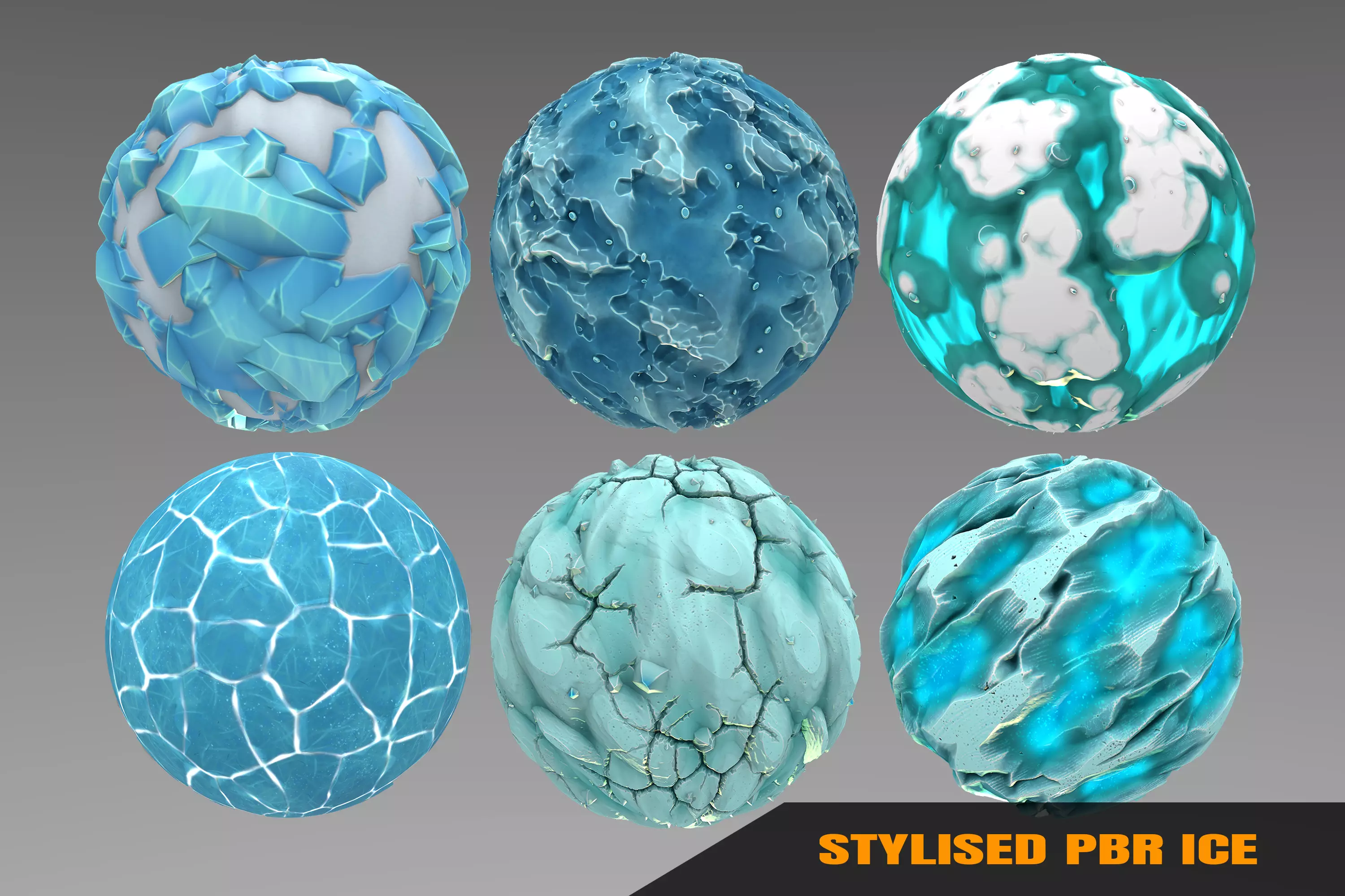 Ice - Stylised PBR Texture - Material 3D model_0