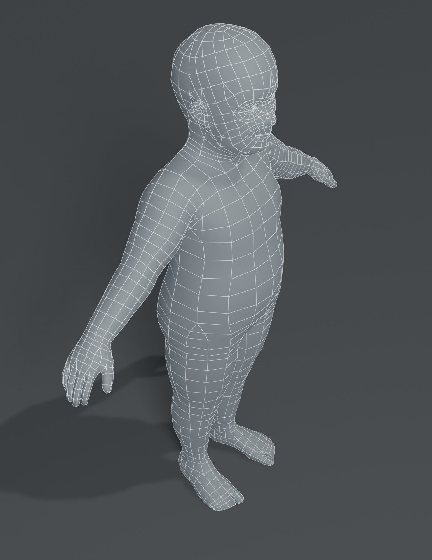 Fat Boy Kid Child Body Base Mesh 3D Model Low-poly 3D model_12