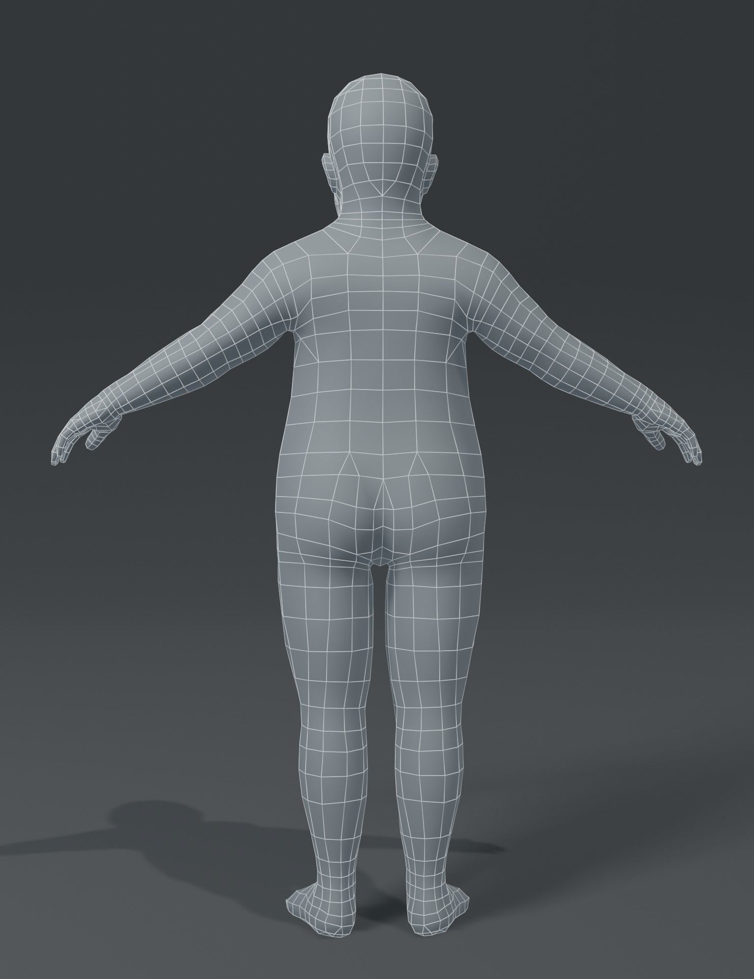 Fat Boy Kid Child Body Base Mesh 3D Model Low-poly 3D model_8