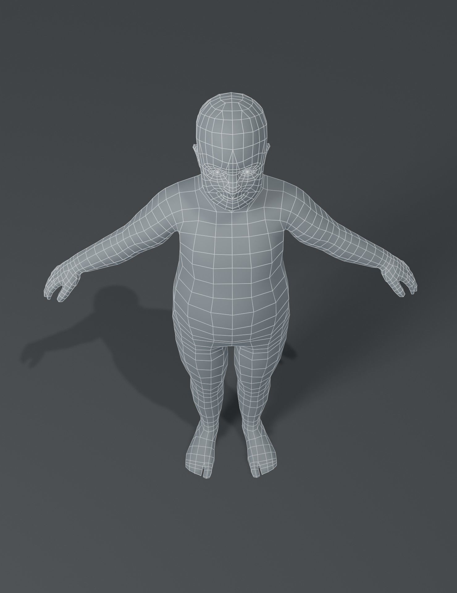 Fat Boy Kid Child Body Base Mesh 3D Model Low-poly 3D model_20