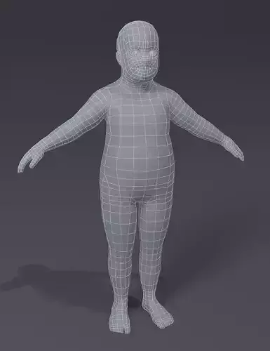 Fat Boy Kid Child Body Base Mesh 3D Model Low-poly 3D model