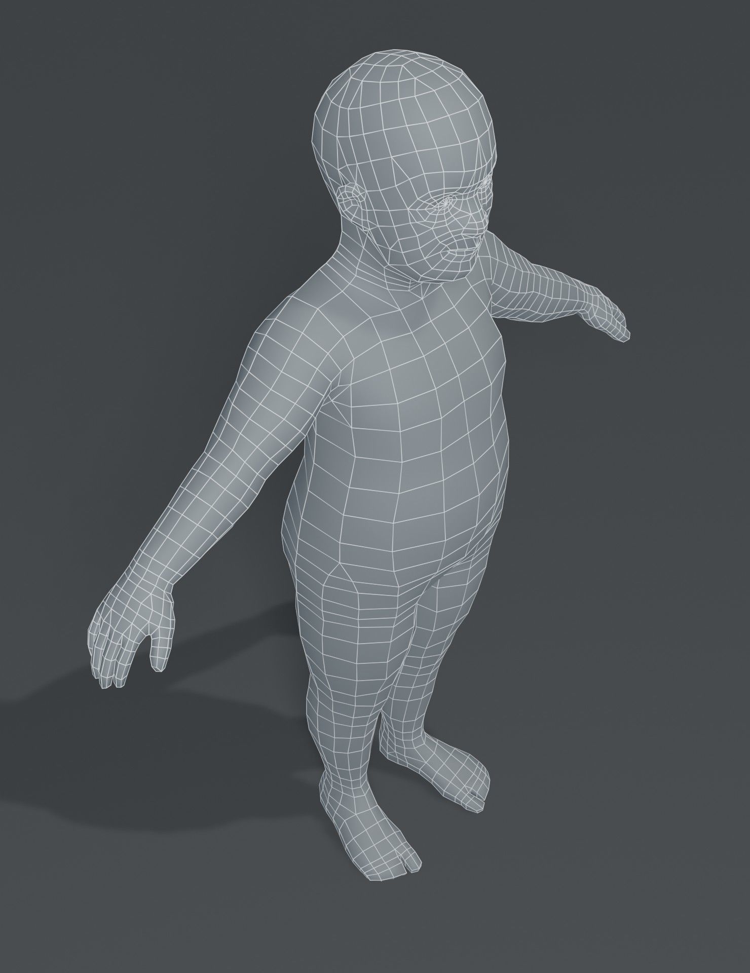 Fat Boy Kid Child Body Base Mesh 3D Model Low-poly 3D model_18
