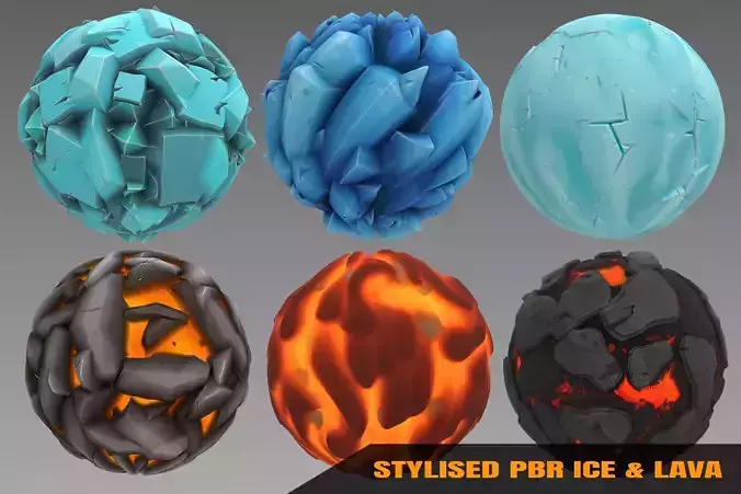 Ice and Lava - Stylised PBR Texture - Material