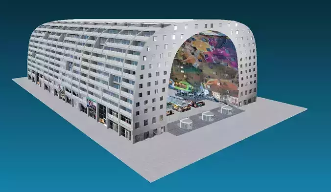 Rotterdam Market Hall lowpoly 3d model