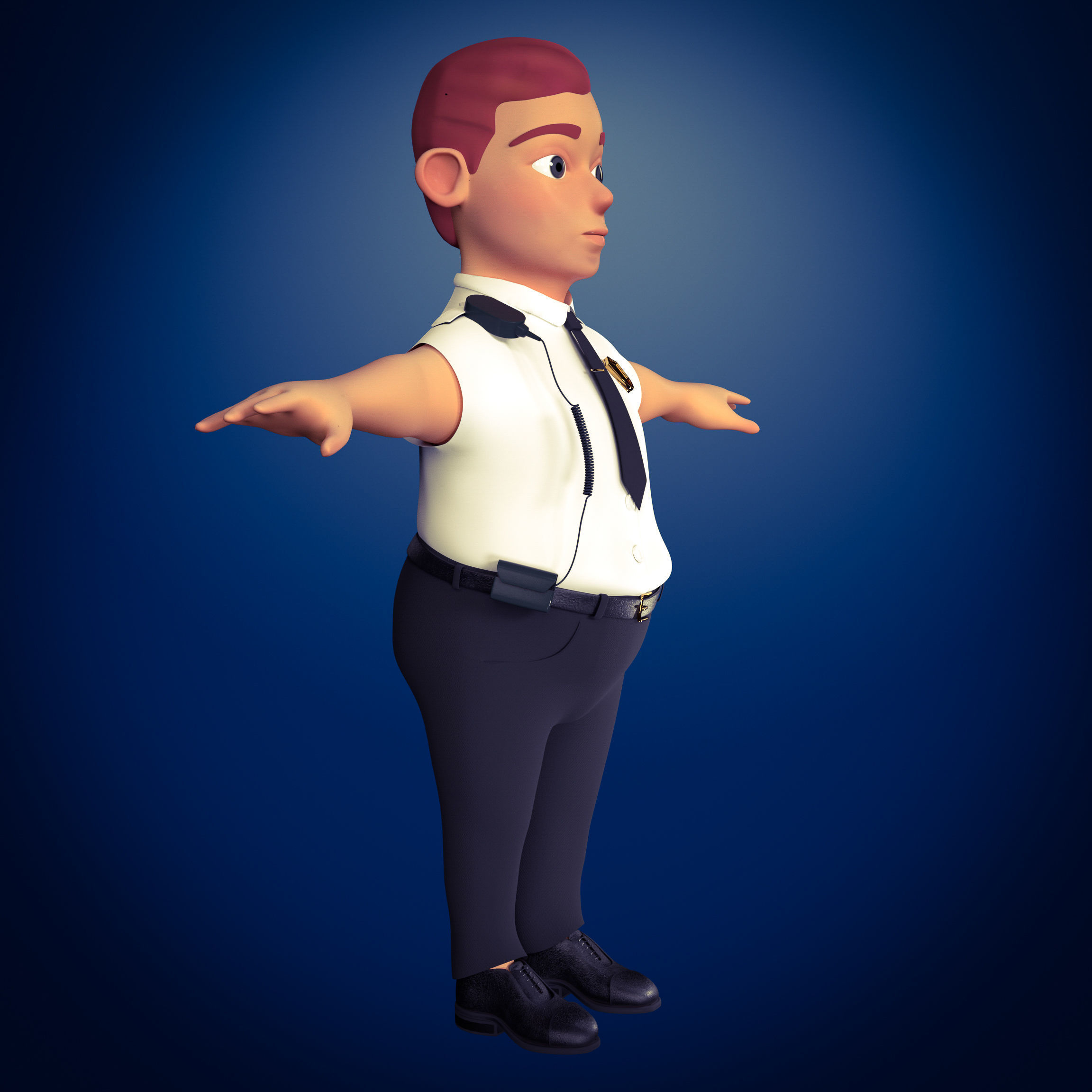 Mall Cop Character in Blender Cycles  and Eevee  and ZBrush File 3D model_10