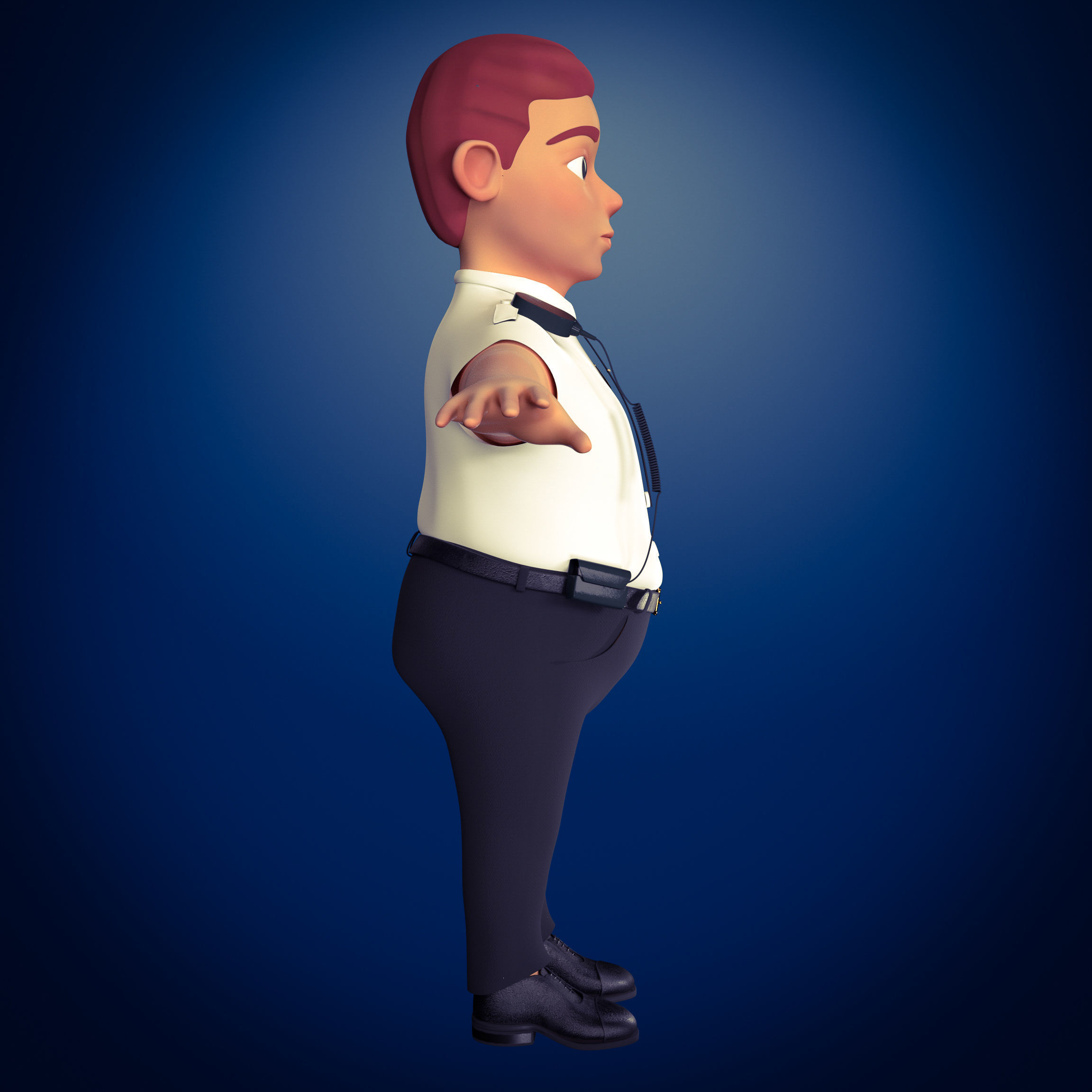 Mall Cop Character in Blender Cycles  and Eevee  and ZBrush File 3D model_11