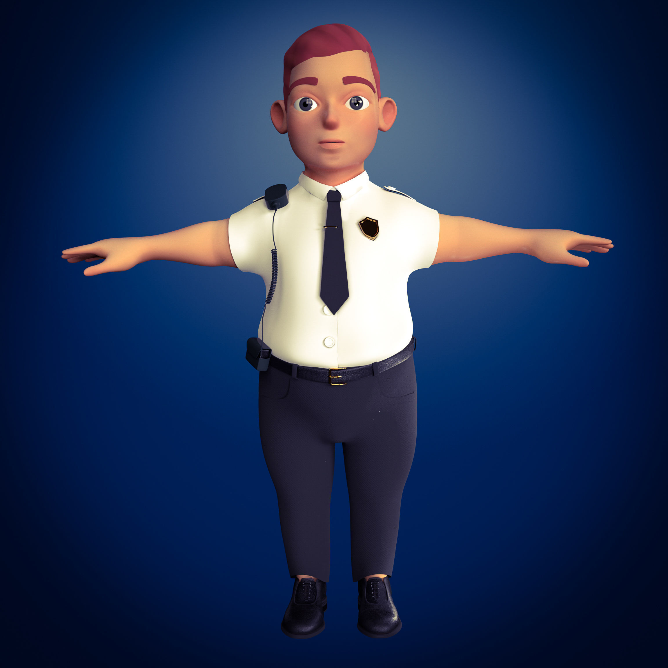 Mall Cop Character in Blender Cycles  and Eevee  and ZBrush File 3D model_8