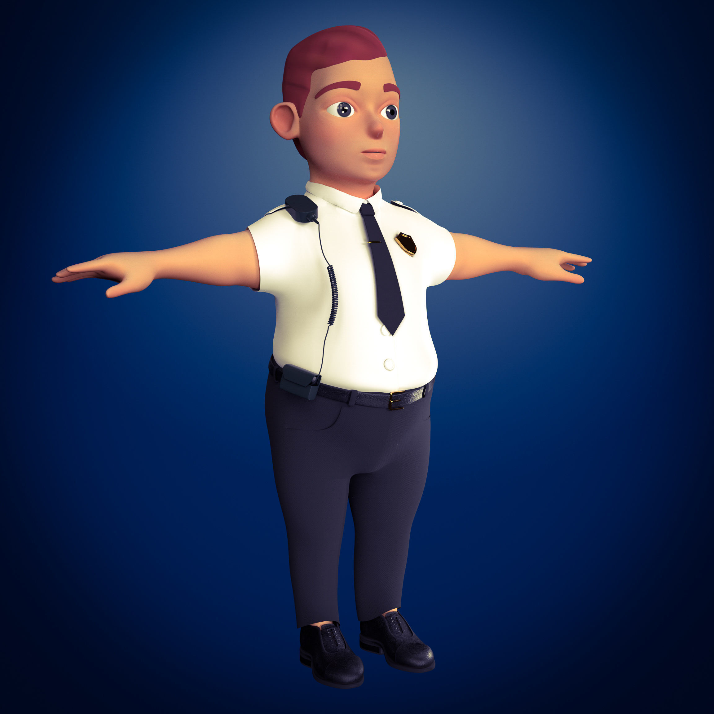 Mall Cop Character in Blender Cycles  and Eevee  and ZBrush File 3D model_9