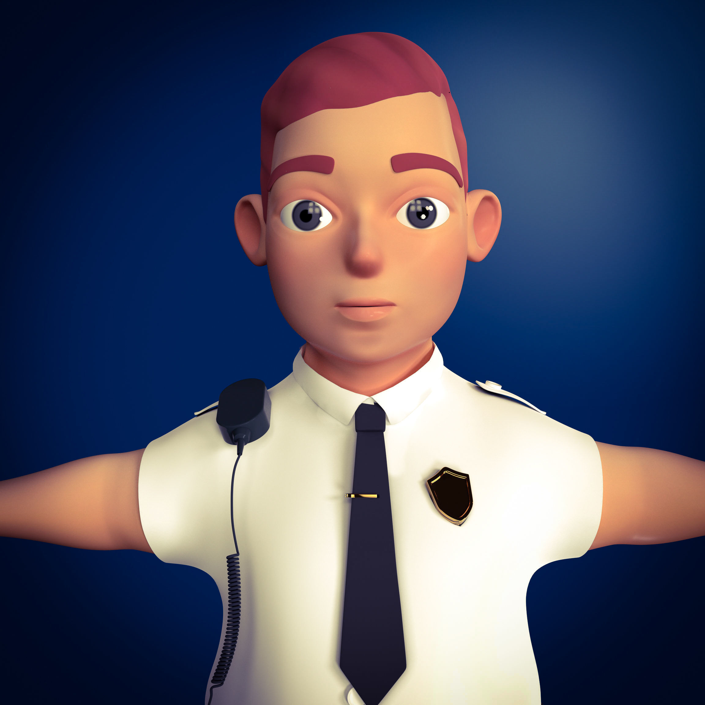 Mall Cop Character in Blender Cycles  and Eevee  and ZBrush File 3D model_7