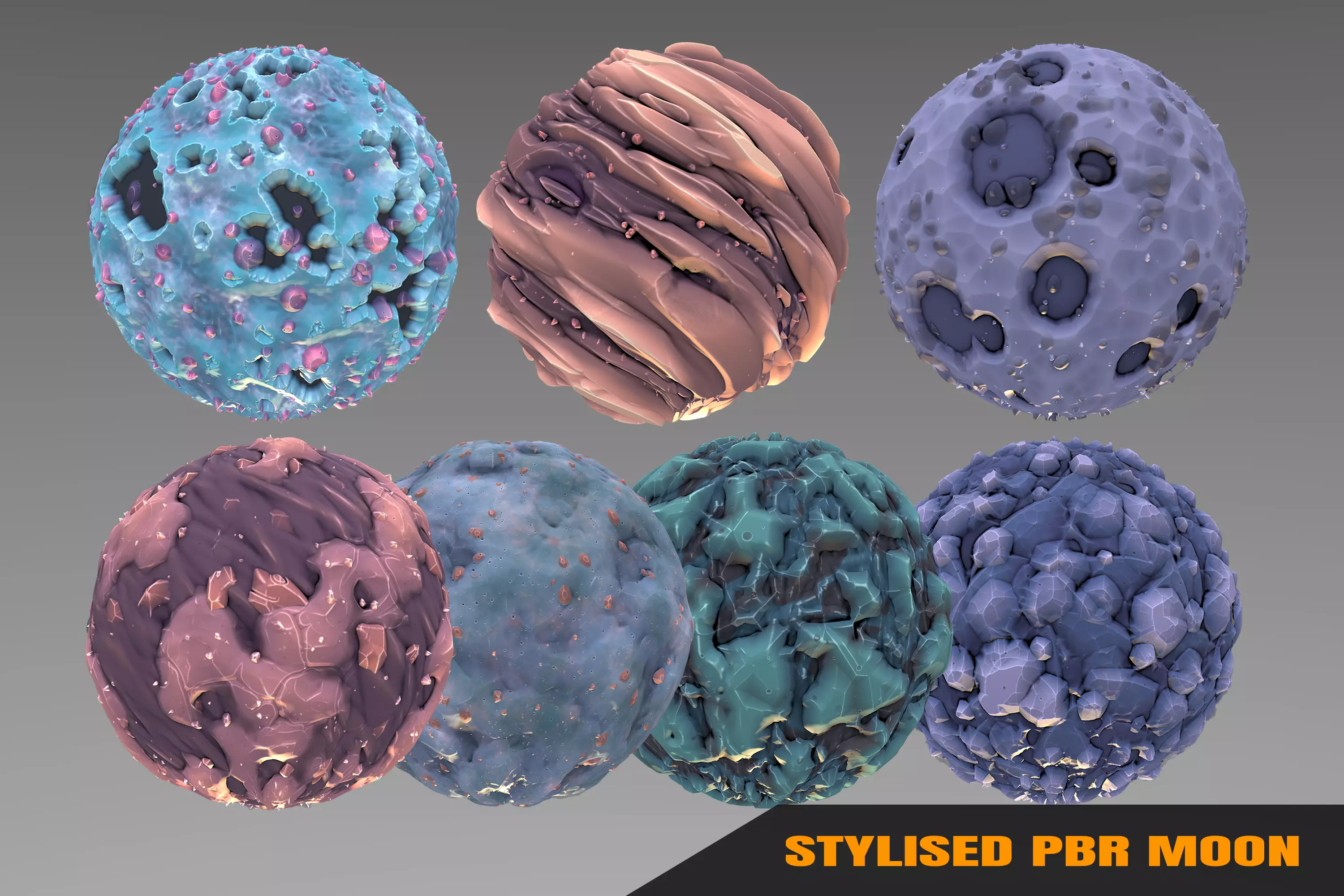 Moon - Stylised PBR Texture - Material 3D model