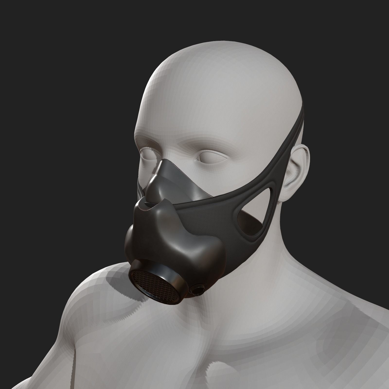 Gas mask helmet 3d model military combat fantasy  Low-poly 3D model_1
