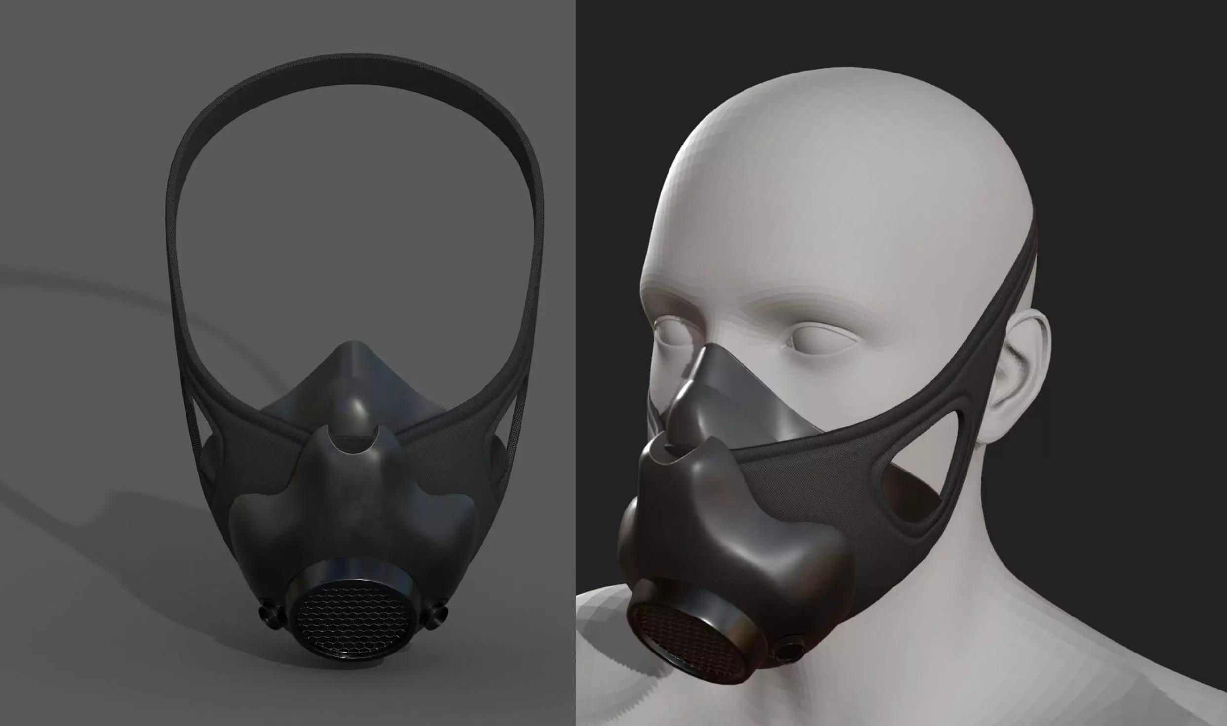 Gas mask helmet 3d model military combat fantasy  Low-poly 3D model_0