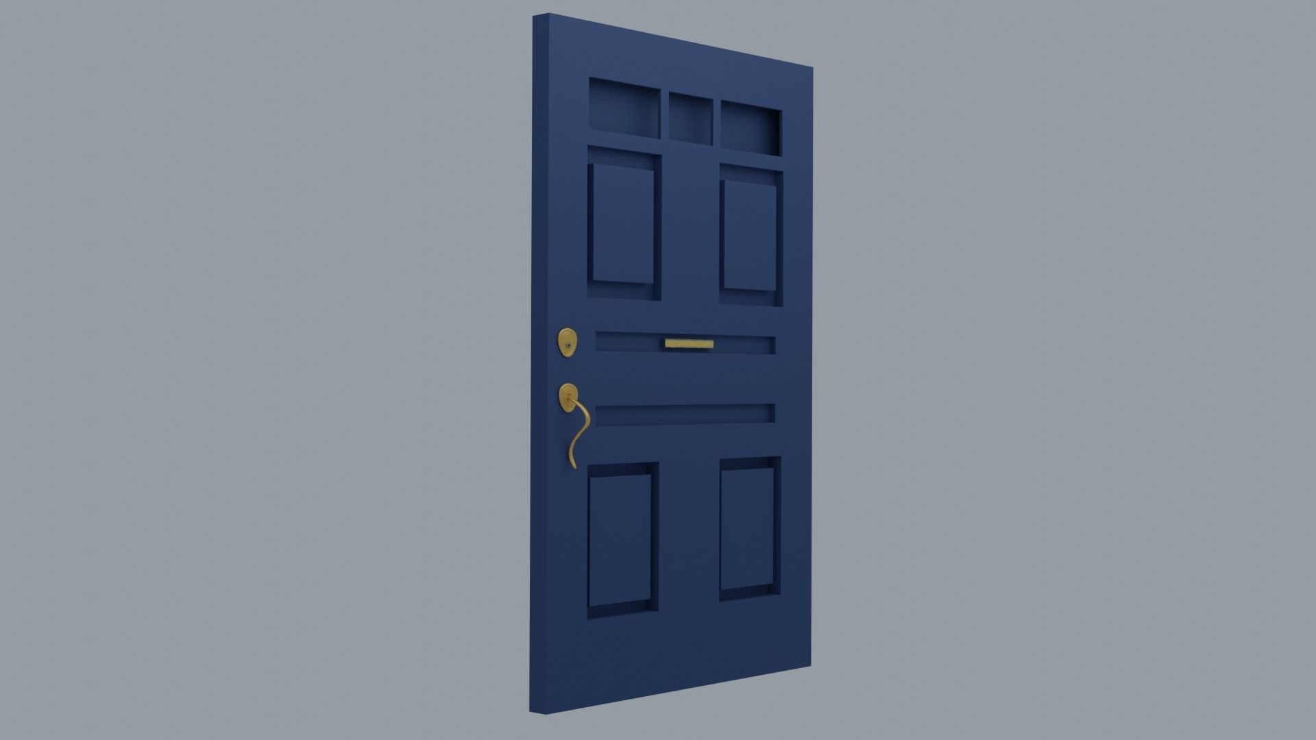 Door Modern Blue Low-poly 3D model_4