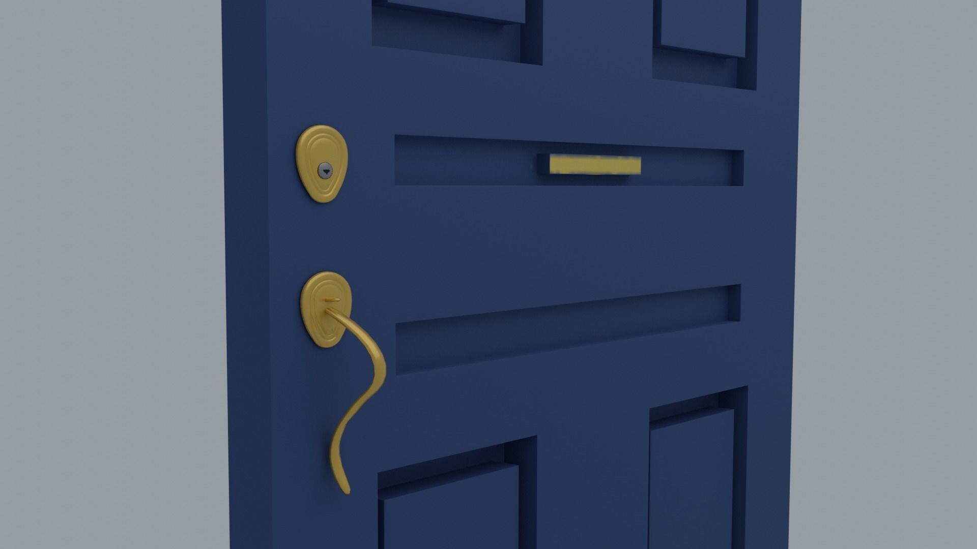 Door Modern Blue Low-poly 3D model_3