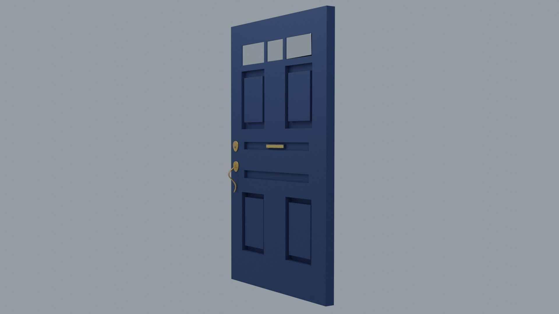 Door Modern Blue Low-poly 3D model_2