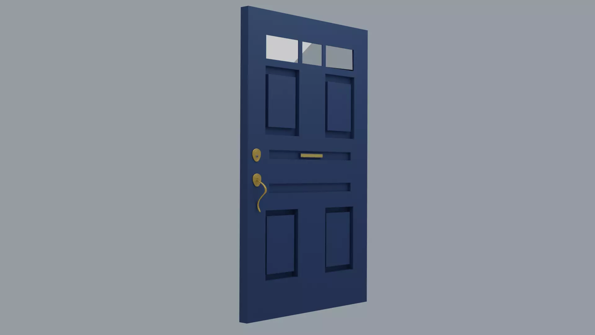 Door Modern Blue Low-poly 3D model_0