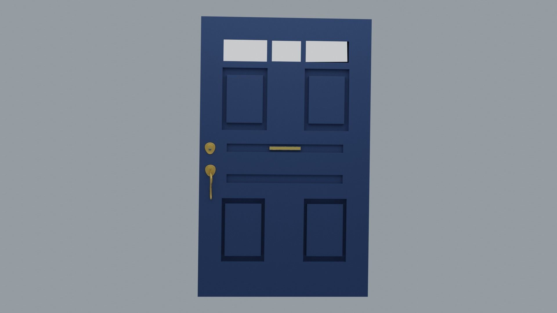 Door Modern Blue Low-poly 3D model_1