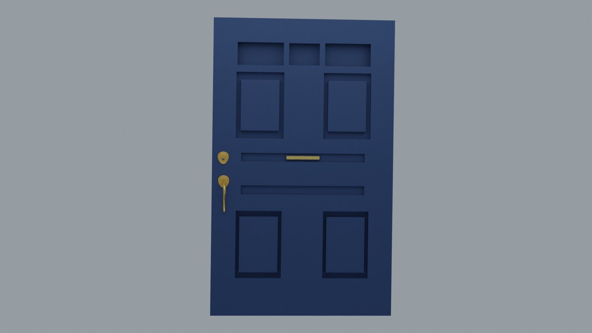 Door Modern Blue Low-poly 3D model_5