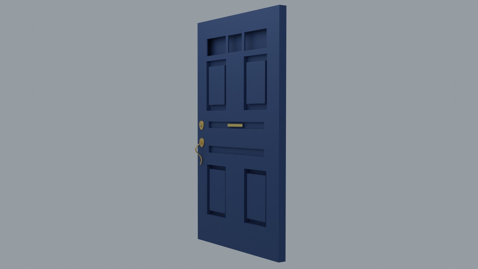 Door Modern Blue Low-poly 3D model_6