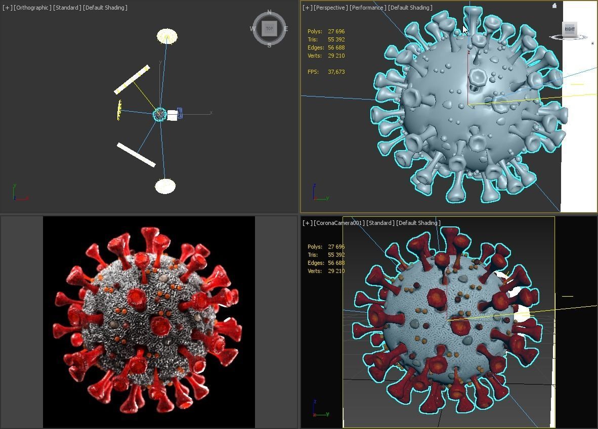 Coronavirus SARS-CoV-2 - SCENE Low-poly 3D model_15
