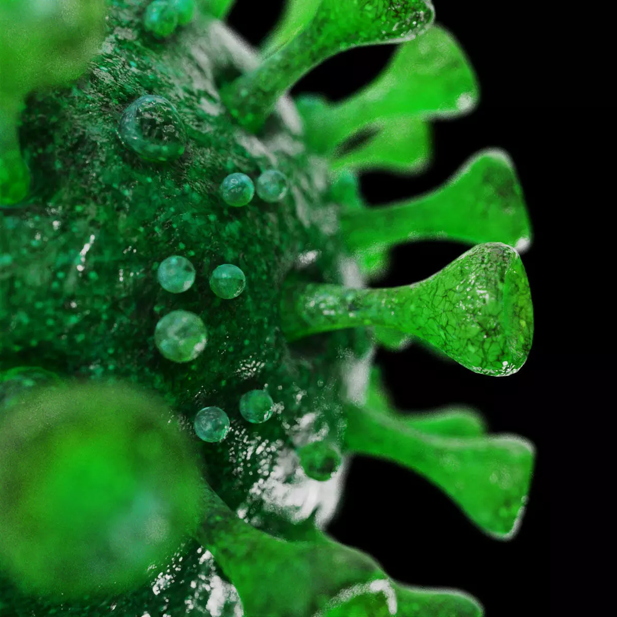 Coronavirus SARS-CoV-2 - Green -SCENE Low-poly 3D model
