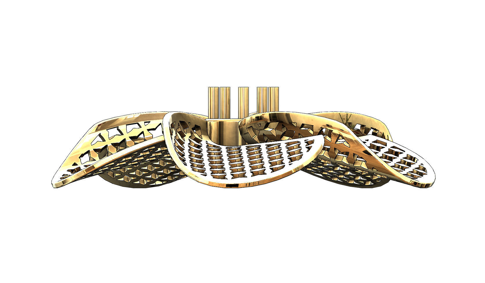 Collection of Hibiscus flower  pendants with moucharabieh motifs 3D print model_25