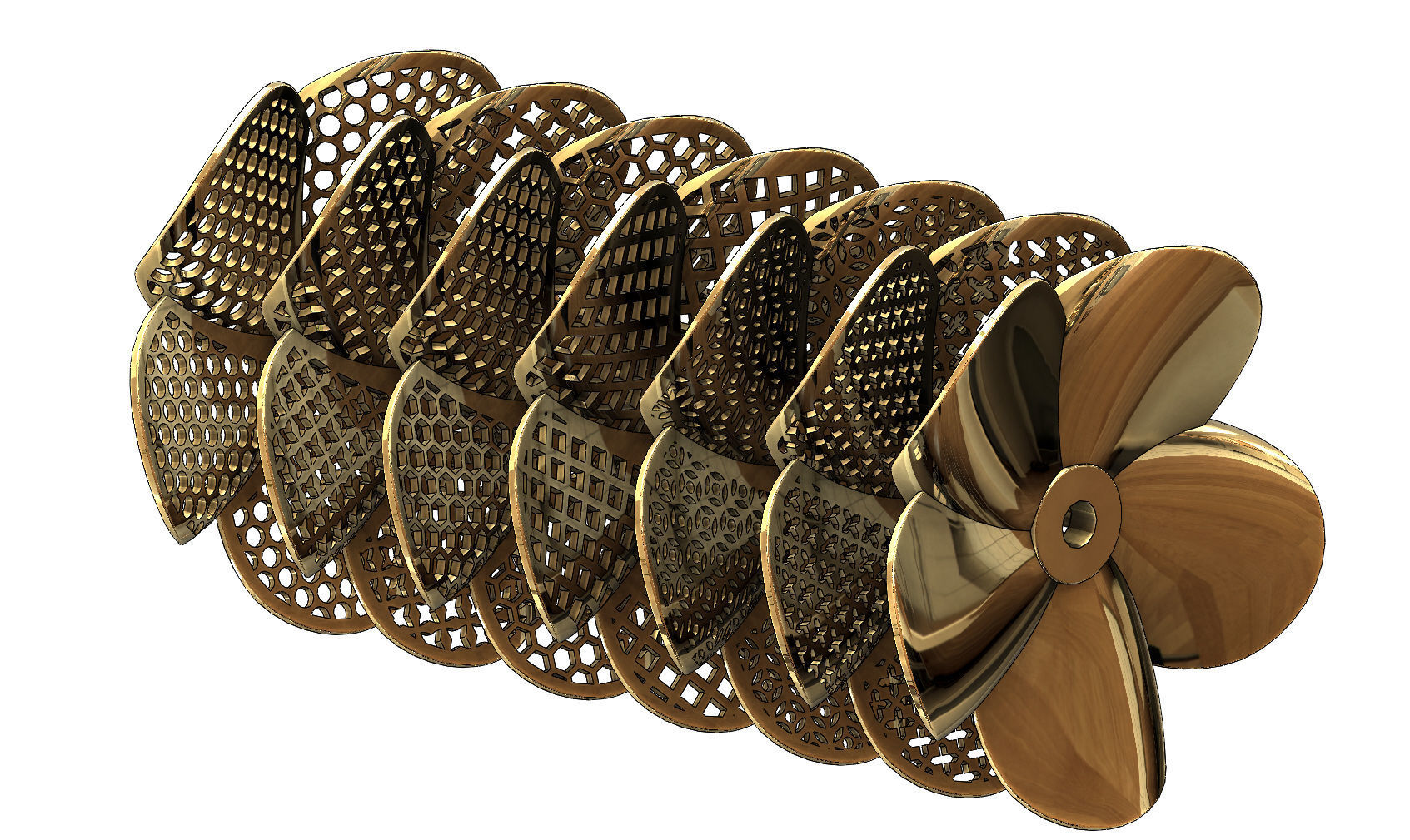 Collection of Hibiscus flower  pendants with moucharabieh motifs 3D print model_32