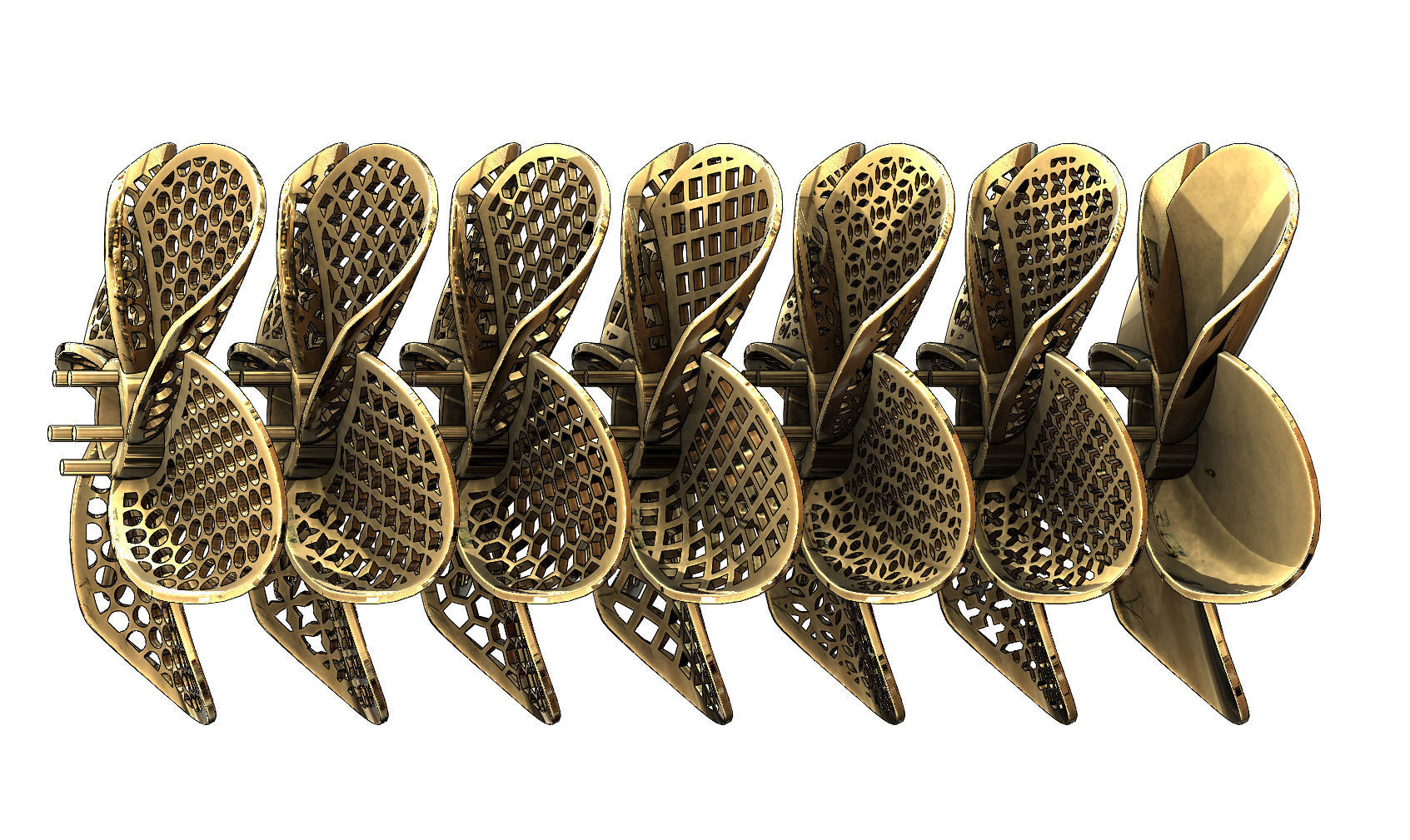 Collection of Hibiscus flower  pendants with moucharabieh motifs 3D print model_30