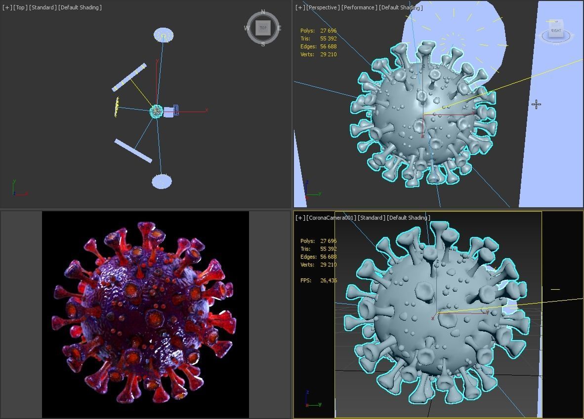 Coronavirus SARS-CoV-2 - Violet -SCENE Low-poly 3D model_16