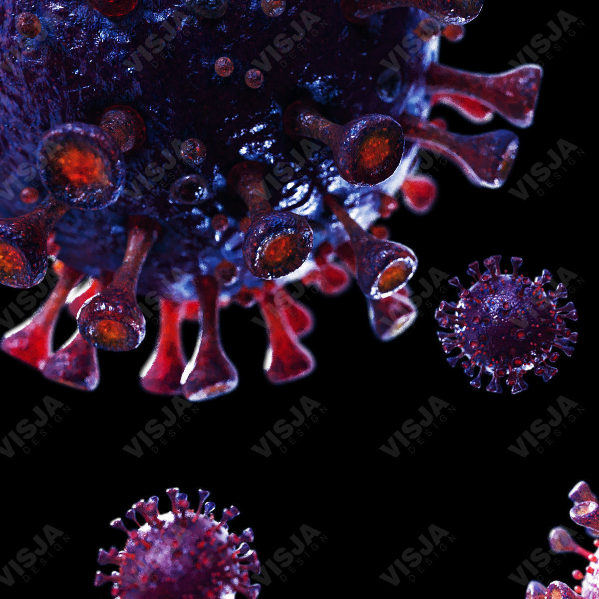 Coronavirus SARS-CoV-2 - Violet -SCENE Low-poly 3D model_3