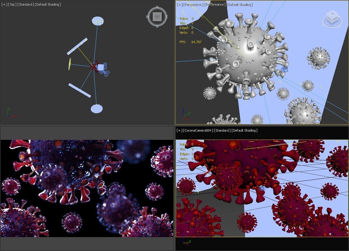Coronavirus SARS-CoV-2 - Violet -SCENE Low-poly 3D model_17