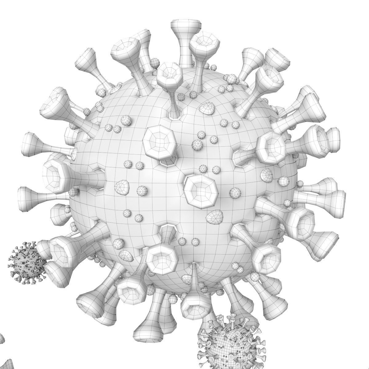 Coronavirus SARS-CoV-2 - Red - SCENE Low-poly 3D model_6