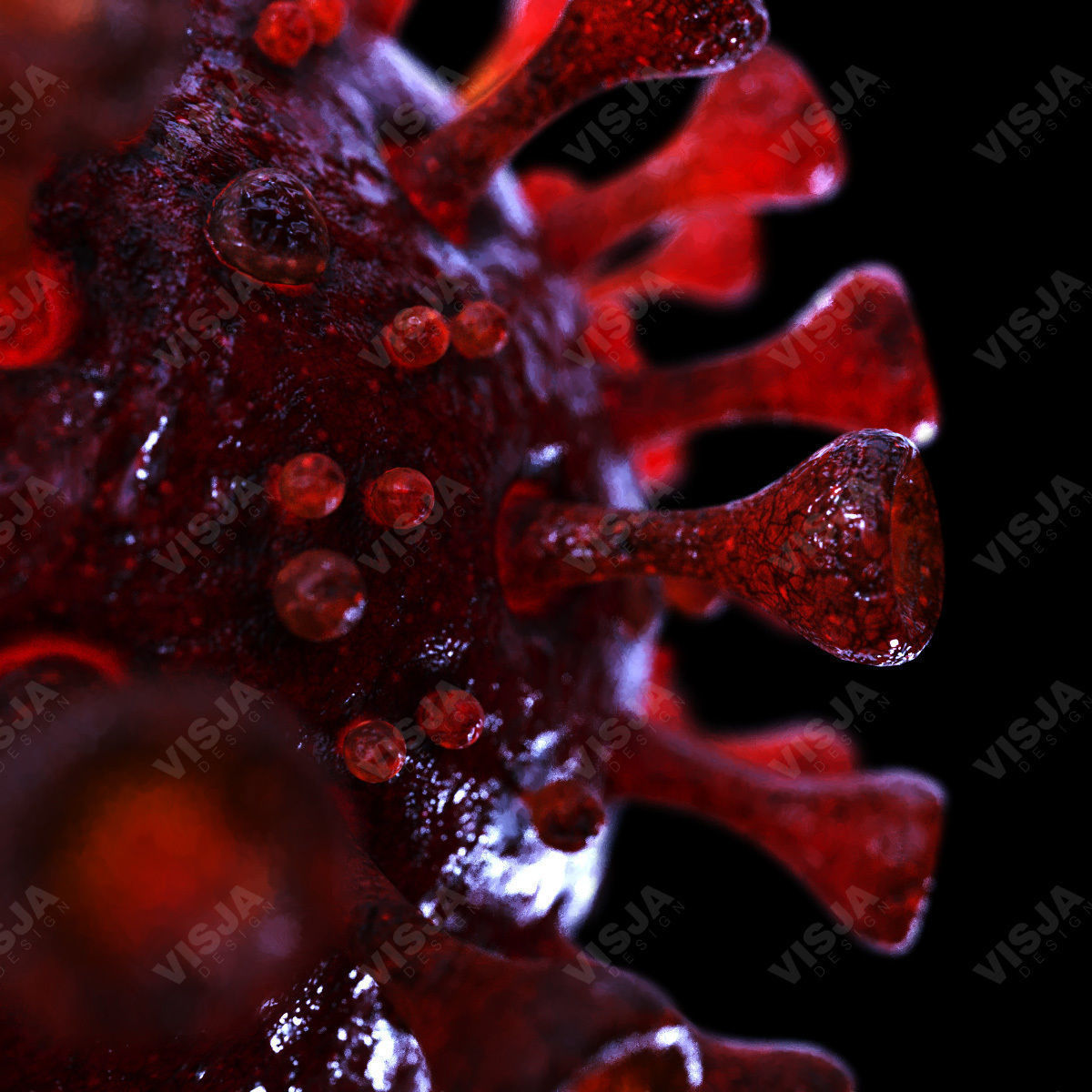 Coronavirus SARS-CoV-2 - Red - SCENE Low-poly 3D model_2