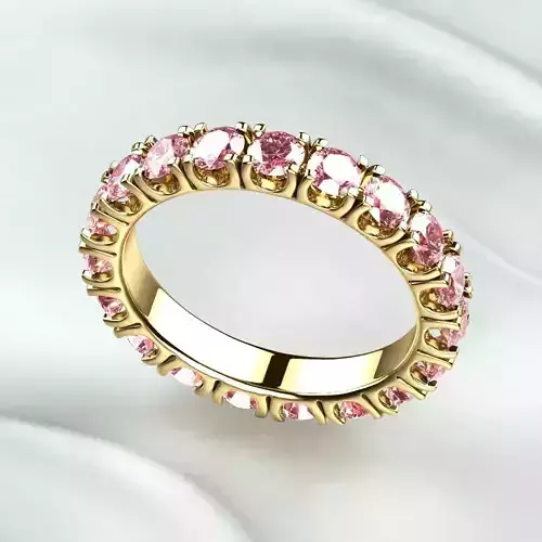 Pink Sapphires Circle Gold Ring