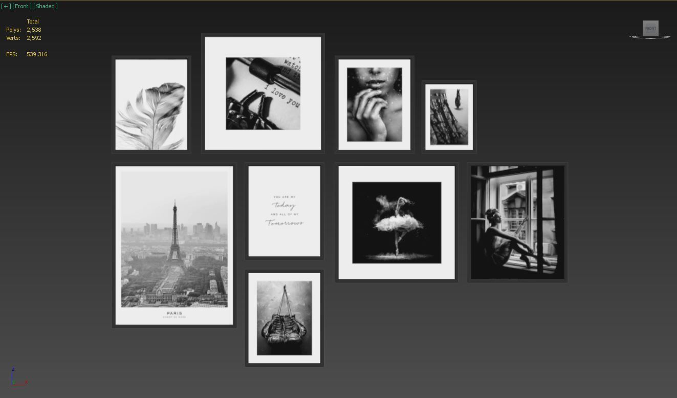 Frames Photo Modern Set 1 - Black and White - Scandinavian style Low-poly 3D model_5