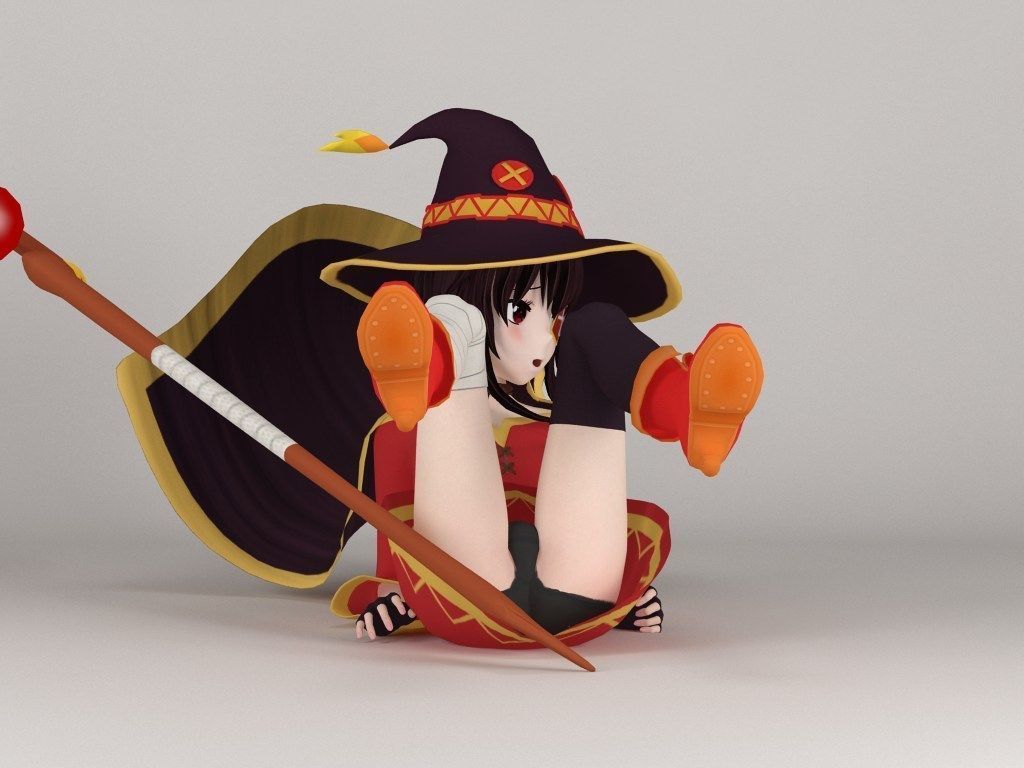 Megumin anime girl pose 03 3D model_12
