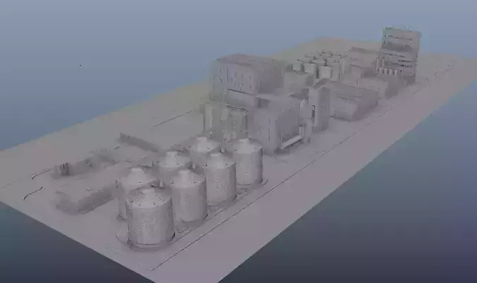 Factory with silos and tanks