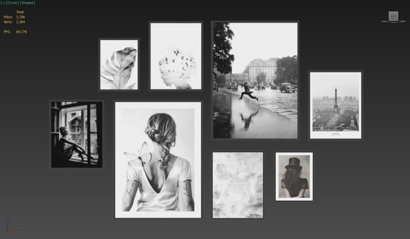 Frames Photo Modern Set 2 - Black and White - Scandinavian style Low-poly 3D model_4