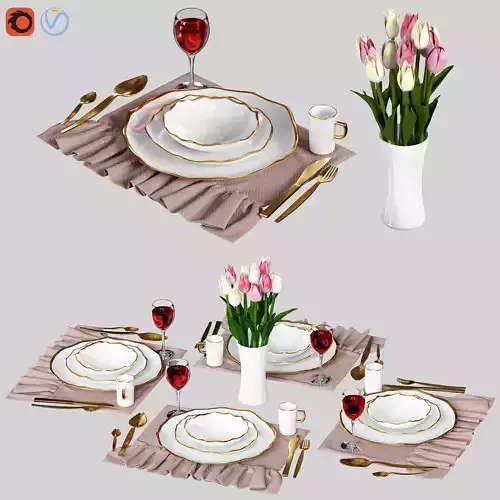 table-wear-01 place setting with silverware and wine glasses